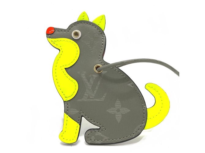 Charm para perro Porte Address Monogram de titanio Louis Vuitton Castaño