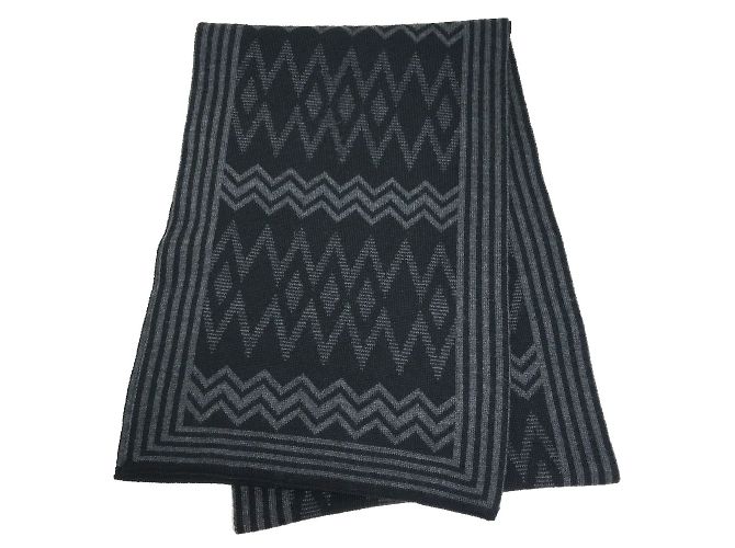 Louis Vuitton Chevron Stripe Wool Stole Brown Black