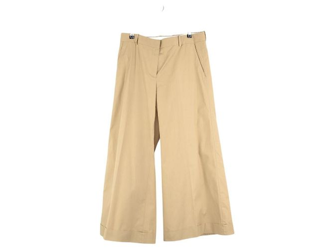 Céline Pantalón ancho de algodón beige