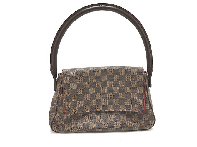 Bolsa de Ombro Mini Looping Damier da Louis Vuitton Marrom Damier ebene