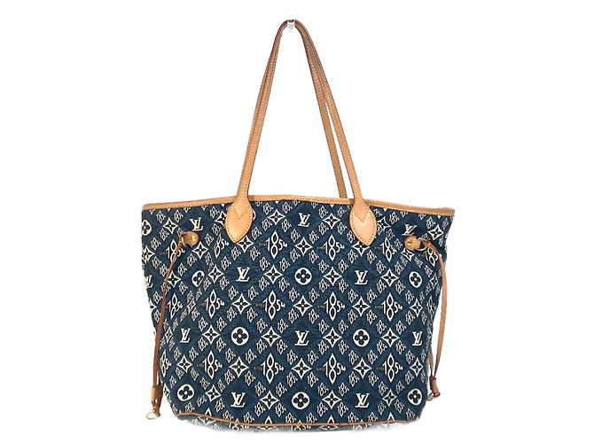 Borsa a Spalla Neverfull MM in Jacquard Monogram Louis Vuitton M57484 Blu navy