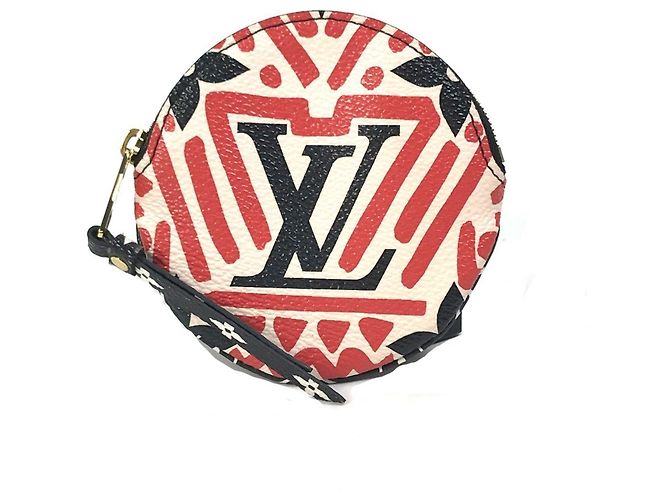 Louis Vuitton Monogram Coin Purse Black White Red