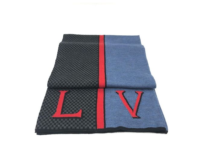 Chal de lana Louis Vuitton en negro y azul