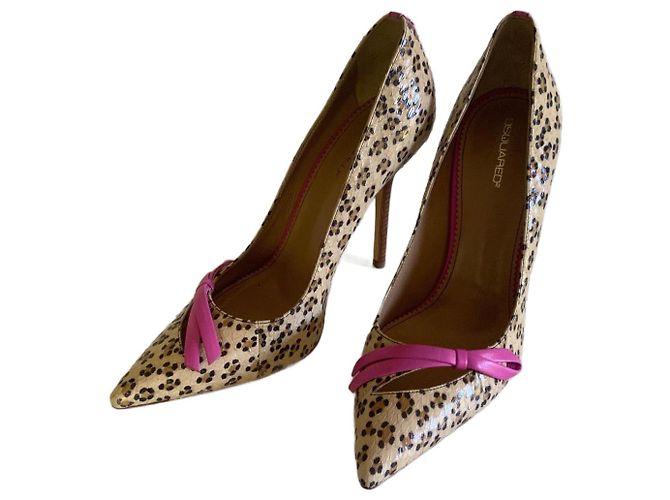 Décolleté Dsquared2 in pelle leopardata rosa Stampa leopardo