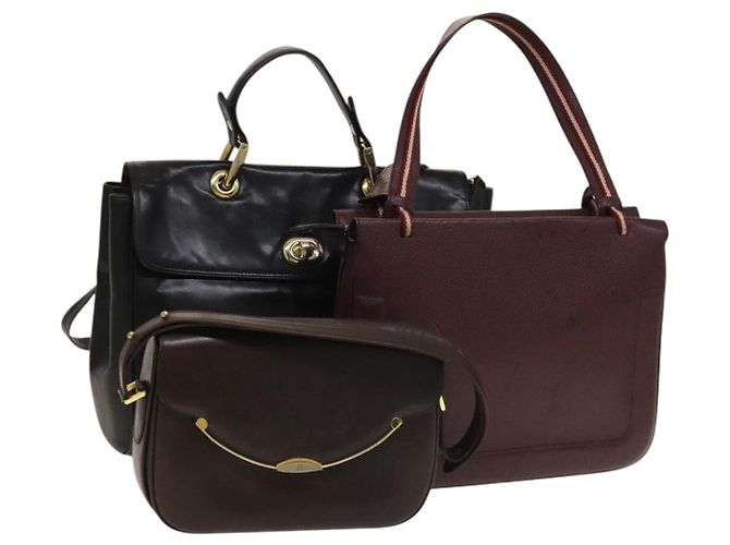 BALLY Borsa a Spalla in Pelle 3 Pezzi Bordeaux Nero Auth BA4827 Bordò
