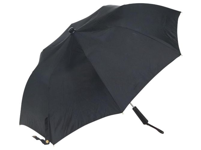 CHANEL Folding Umbrella & Umbrella case Nylon Black CC Auth 132558