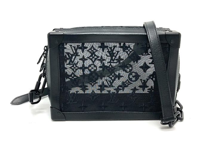Louis Vuitton Monogram Bestickte Mesh Soft Trunk Schultertasche Schwarz