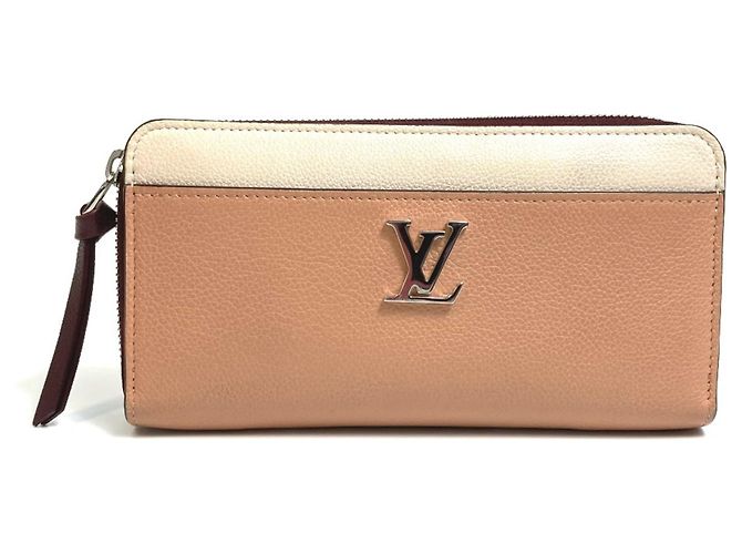 Louis Vuitton Zippy Lockme Long Wallet Beige Orange