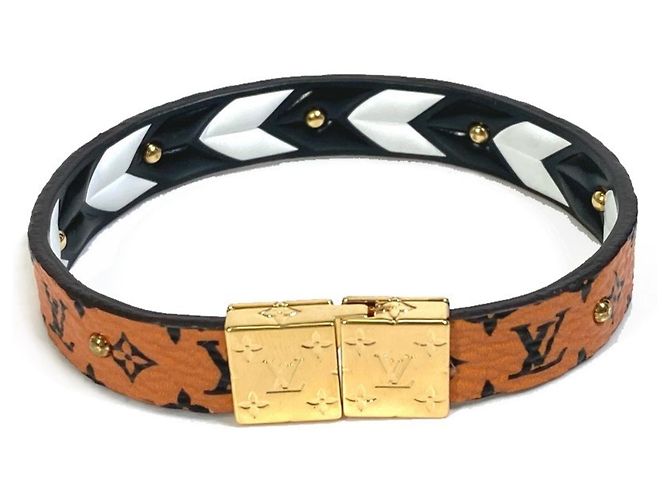 Pulsera Charm Monograma Louis Vuitton Castaño Negro Blanco
