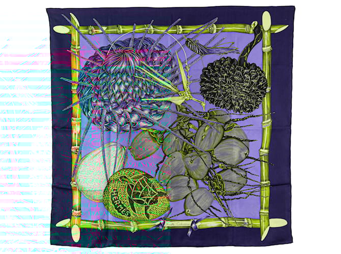 Hermès Blue Nouvelle Caledonie Silk Scarf Cloth  ref.2424520