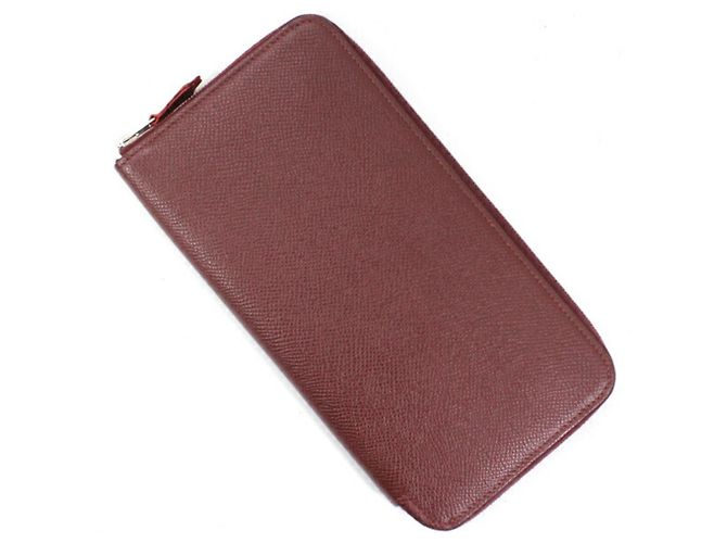 Hermès Azap Long Silkin Round Zip-Around Wallet Red