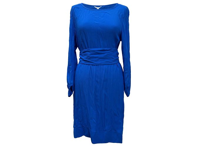 Abito al ginocchio in seta blu di Diane von Furstenberg