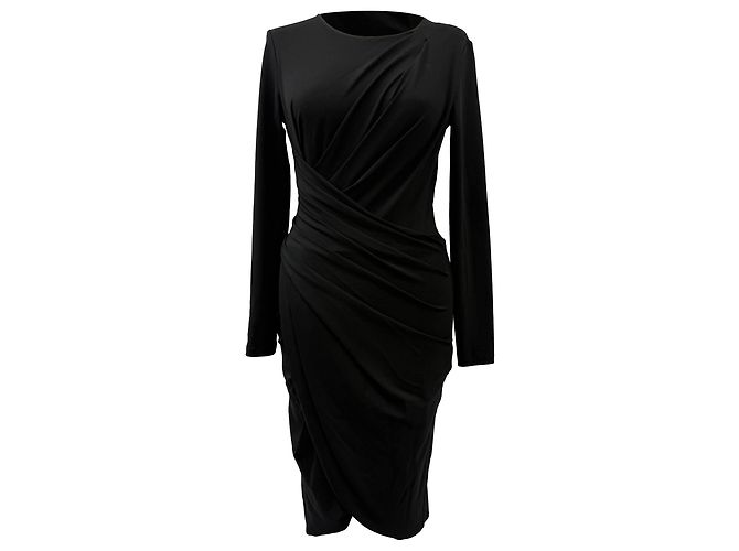 Robe Midi Effet Enveloppant en Rayonne Noire Michael Kors