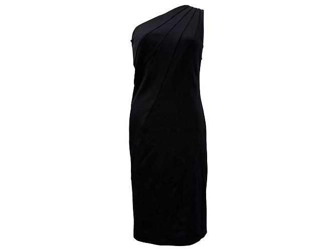 Schwarzes Polyester-Ein-Schulter-Kleid von Diane von Furstenberg, knielang