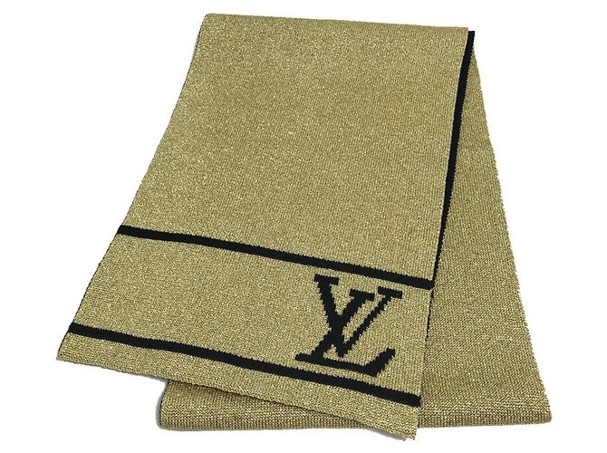 Sciarpa in lana glitterata Louis Vuitton Nero D'oro