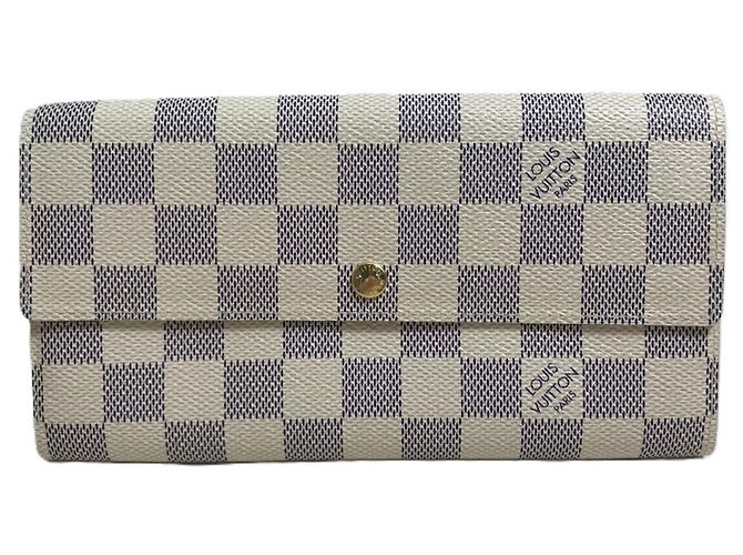 Sarah Louis Vuitton Damier Azur Langbörse Weiß