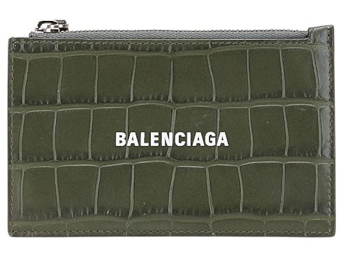 Balenciaga Khaki Leather Card Case