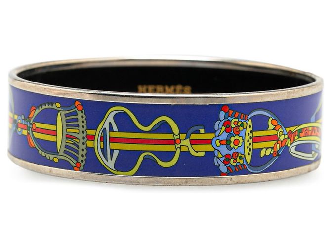 Pulseira de esmalte GM Cloisonné Hermès Prata Azul Multicor