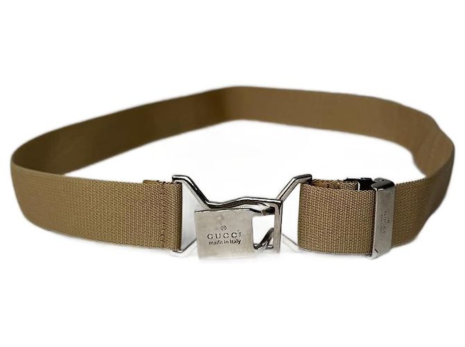 Vintage Gucci Canvas Gürtel beige Silber