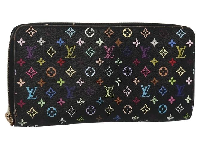 LOUIS VUITTON Monogram Multicolor Zippy Wallet Long Black M60243 LV Auth BA4571
