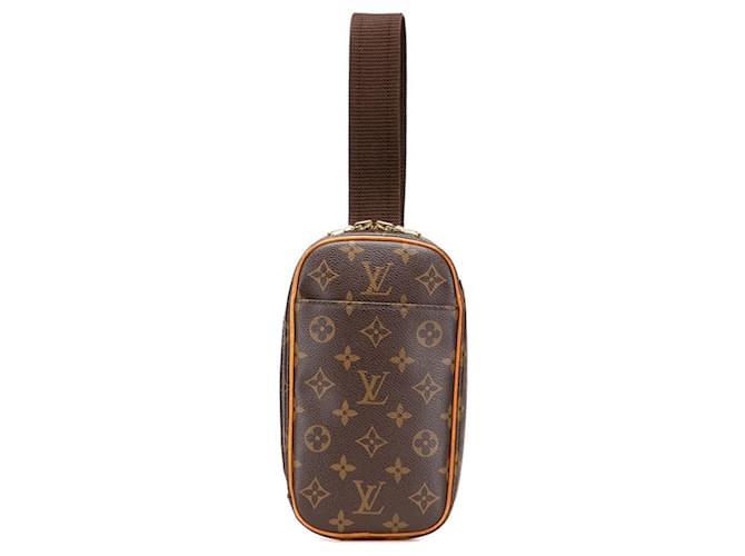 Louis Vuitton Monogram Pochette Ganju Body Bag Brown Leather Plastic  ref.2426396