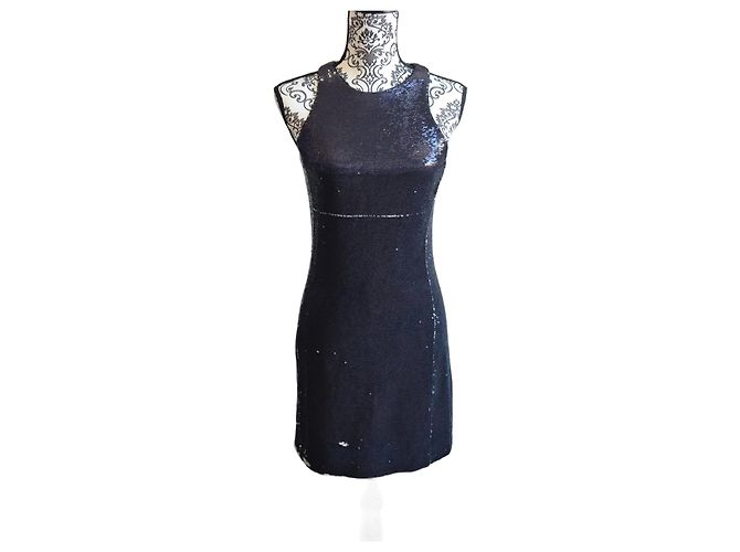 Schwarzes/silbernes Abendkleid mit Pailletten Maje Größe 36 Cocktail