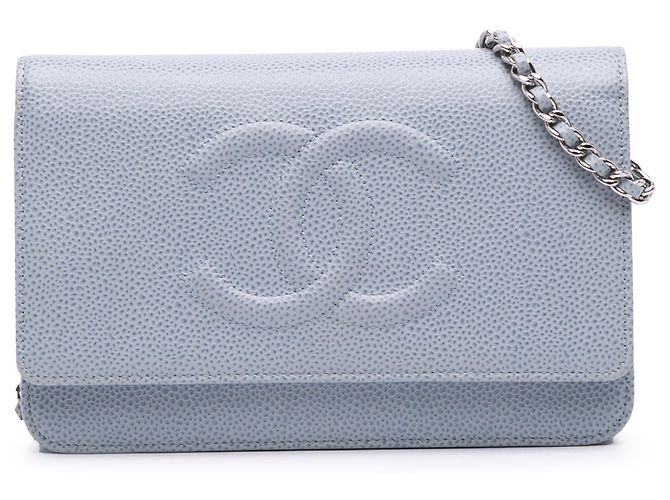 Wallet On Chain Chanel Blue CC Caviar Geldbörse mit Kette