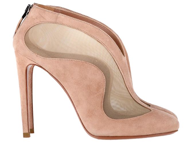 Botas ankle em malha Alaïa Azzedine em camurça rosa
