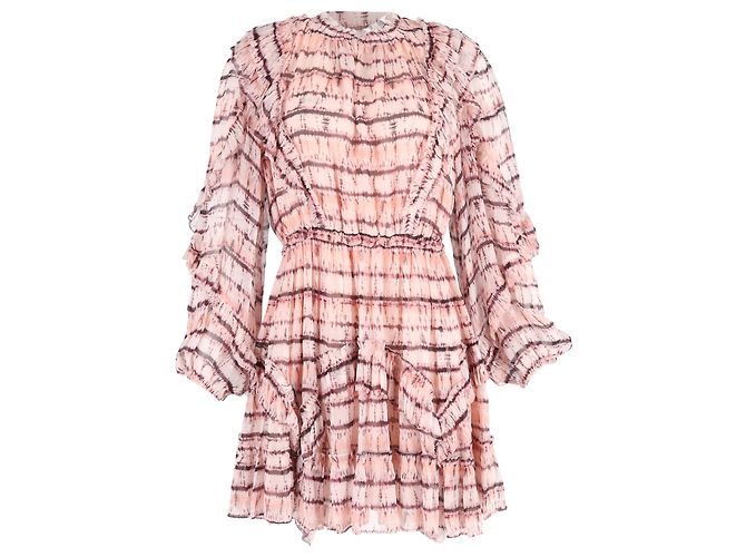 Vestido A-Line estampado Ulla Johnson em seda rosa