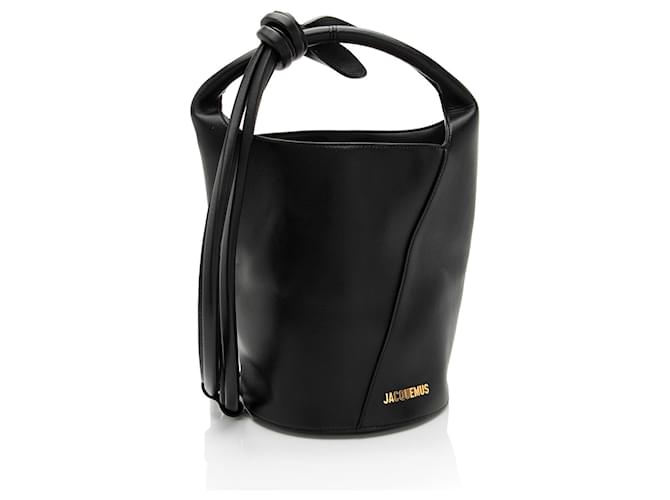 Jacquemus Smooth Leather Le Petit Tournis Bucket Bag Black  ref.2427640