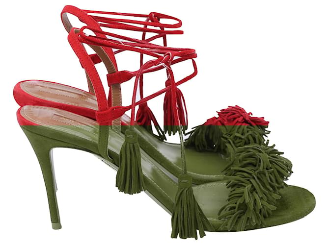 Aquazzura Wild Thing Sandals in Red Suede  ref.2428079