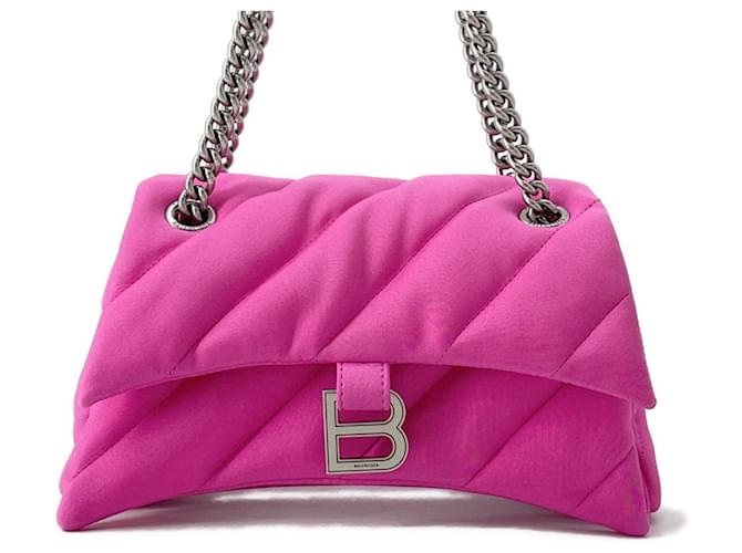 Balenciaga Crush Small Nylon Chain Shoulder Bag Pink  ref.2428744