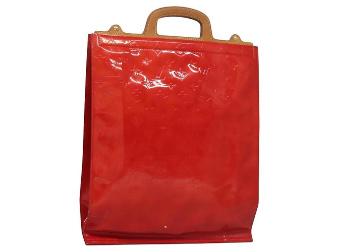 LOUIS VUITTON Bolsa Tote Stanton Monogram Vernis Roja M91078 LV Auth BA4291