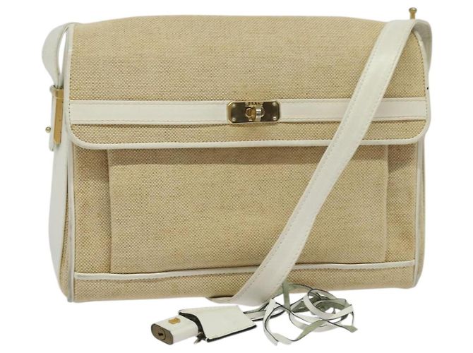 Borsa a Spalla BALLY in Tela Beige Oro Auth BA4285 D'oro