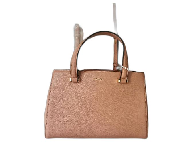 Bolso de mano Lancel de cuero rosa beige melocotón