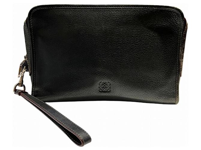 Loewe Anagram Black Leather Clutch Bag for Men  ref.2429480