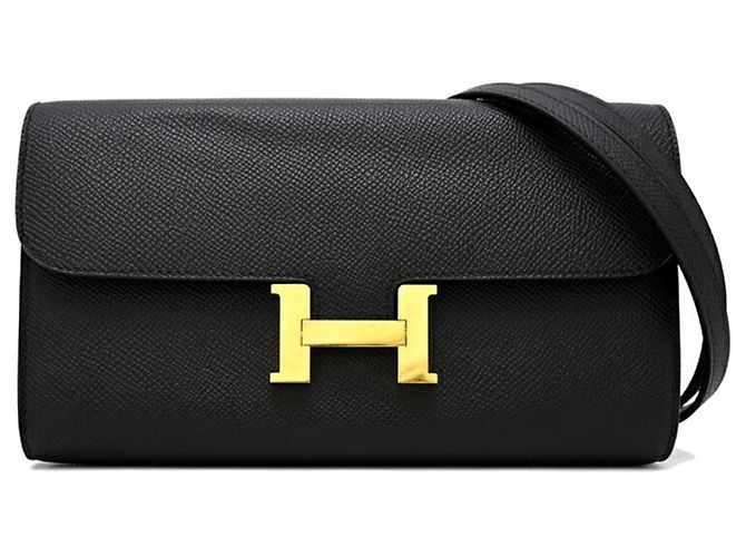 Hermès Constance Long To-Go Geldbörse Schwarz