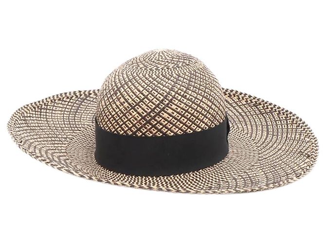 Trim Hermès Neutral woven straw sun hat