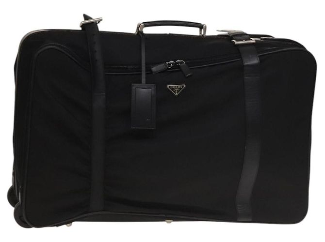 Valigia PRADA Nylon Nera Argento Auth bs28547 Nero