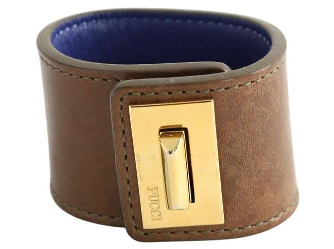 Emilio Pucci Pulseira de couro marrom