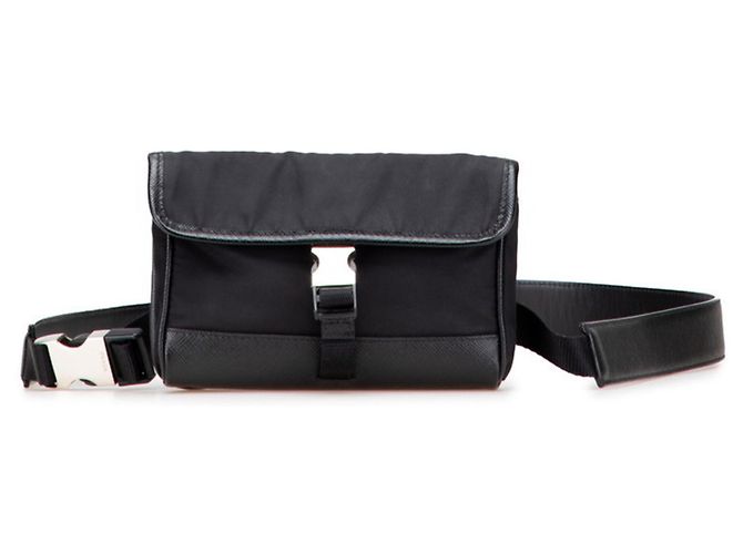 Marsupio in nylon e pelle nera Prada Nero