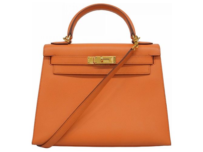 Borsa Hermès Kelly 28 in pelle mango