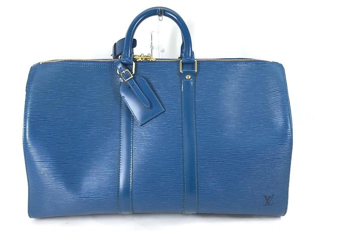Borsa da viaggio Keepall 45 in pelle Epi Louis Vuitton Blu