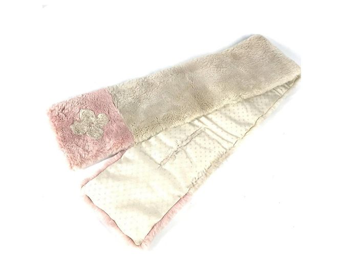 Sciarpa bicolore in pelliccia con logo Louis Vuitton Rosa Beige Giallo