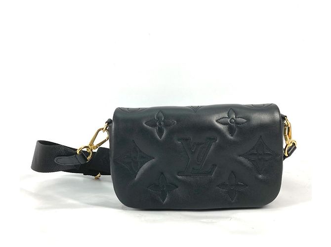 Carteira Louis Vuitton Monogram Bubblegram com alça Preto Monograma