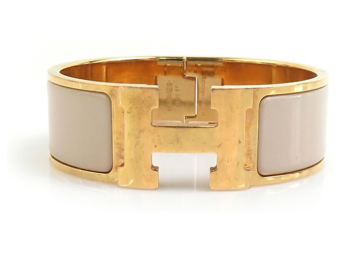 Pulsera Bangle Click-Clack Hermès Dorado Gris