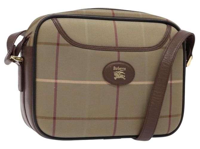 Autre Marque Borsa a Spalla Burberrys Nova Check in Tela Khaki Oro Auth BA4398 D'oro Cachi