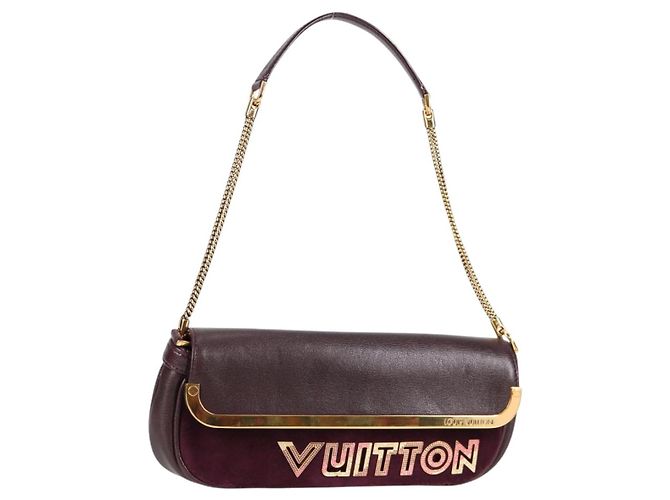 LOUIS VUITTON Pochette Avant Garde Bolsa de Couro Marrom M97092 LV Auth BA4534V