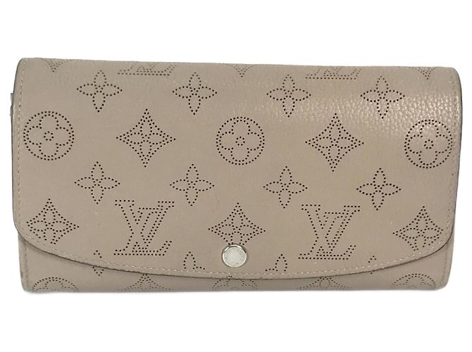 Louis Vuitton M60144 Women's Leather Long Wallet Beige Purple