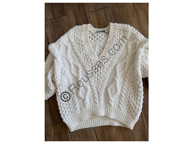 IRO Strickpullover mit V-Ausschnitt Ecru Größe S